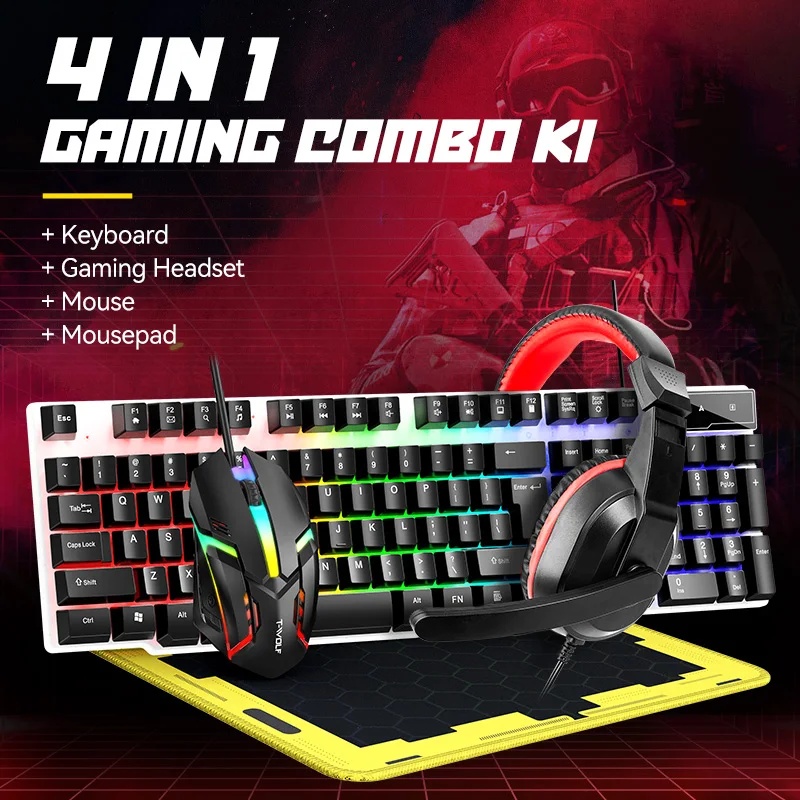 Gaming Keyboard Mouse Combo - مجموعة لوحة مفاتيح وفأرة USB جديدة