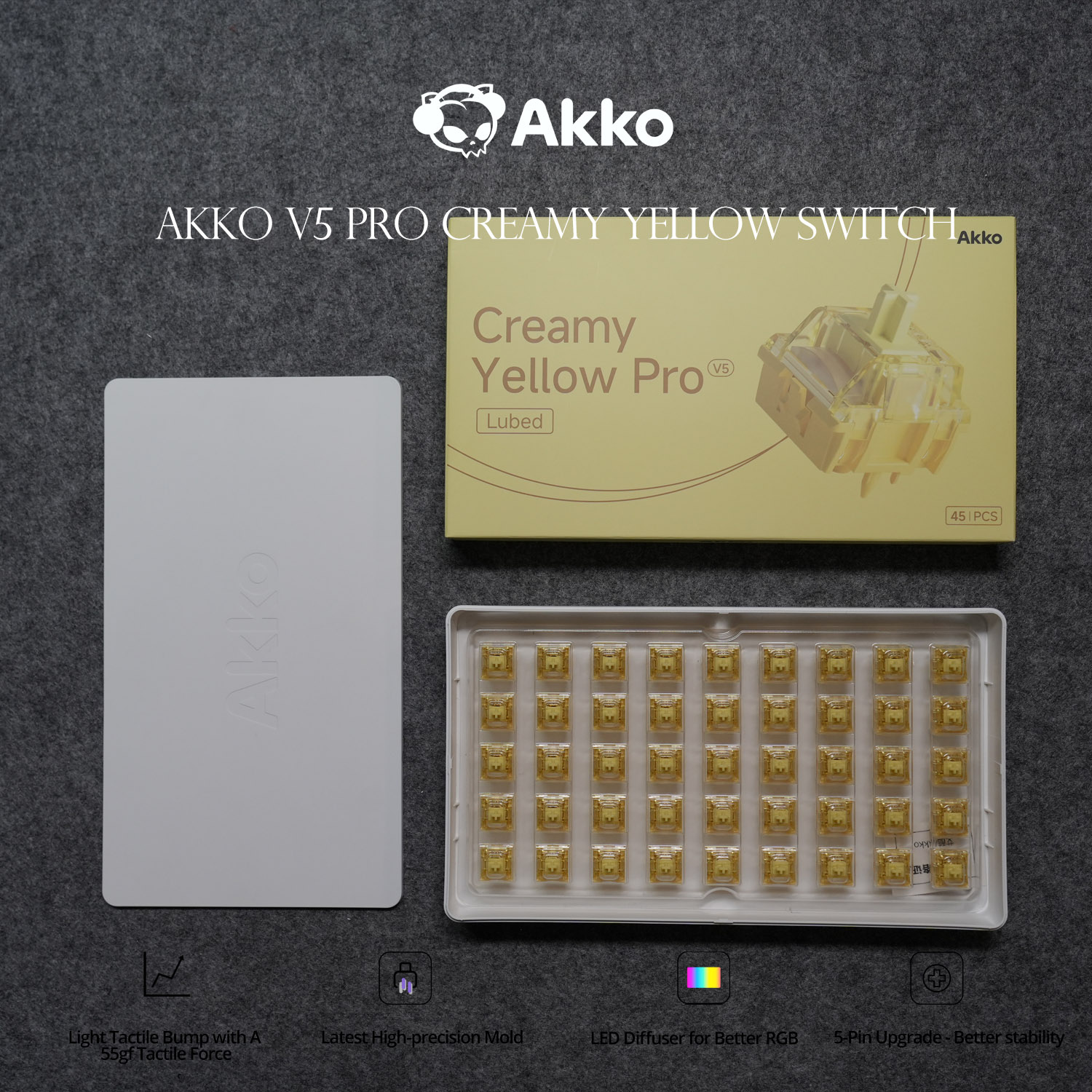 Mechanical Switch Tester - Akko V5 Pro مفتاح أصفر كريمي